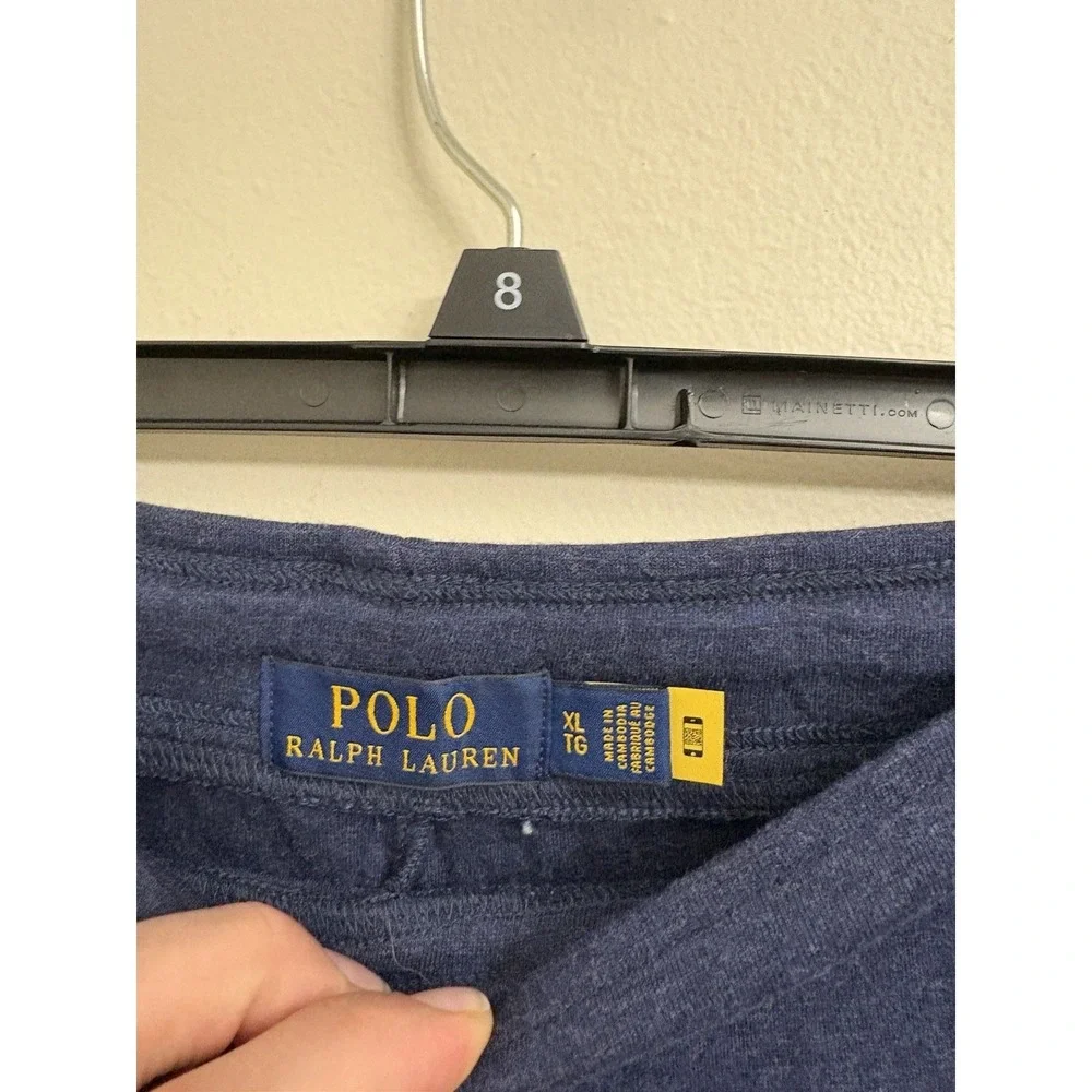 Polo Ralph Lauren Men's XL Blue Jersey Sweat Shorts Drawstring Zipper Pockets